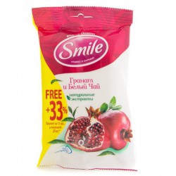 Салфетки влажные, Smile (Смайл) 20 шт Гранат и белый чай +33% бесплатно